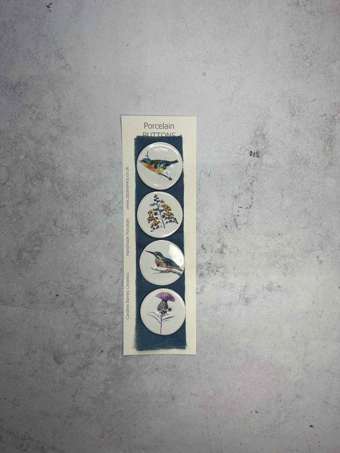 Birds/Seedheads Porcelain Buttons