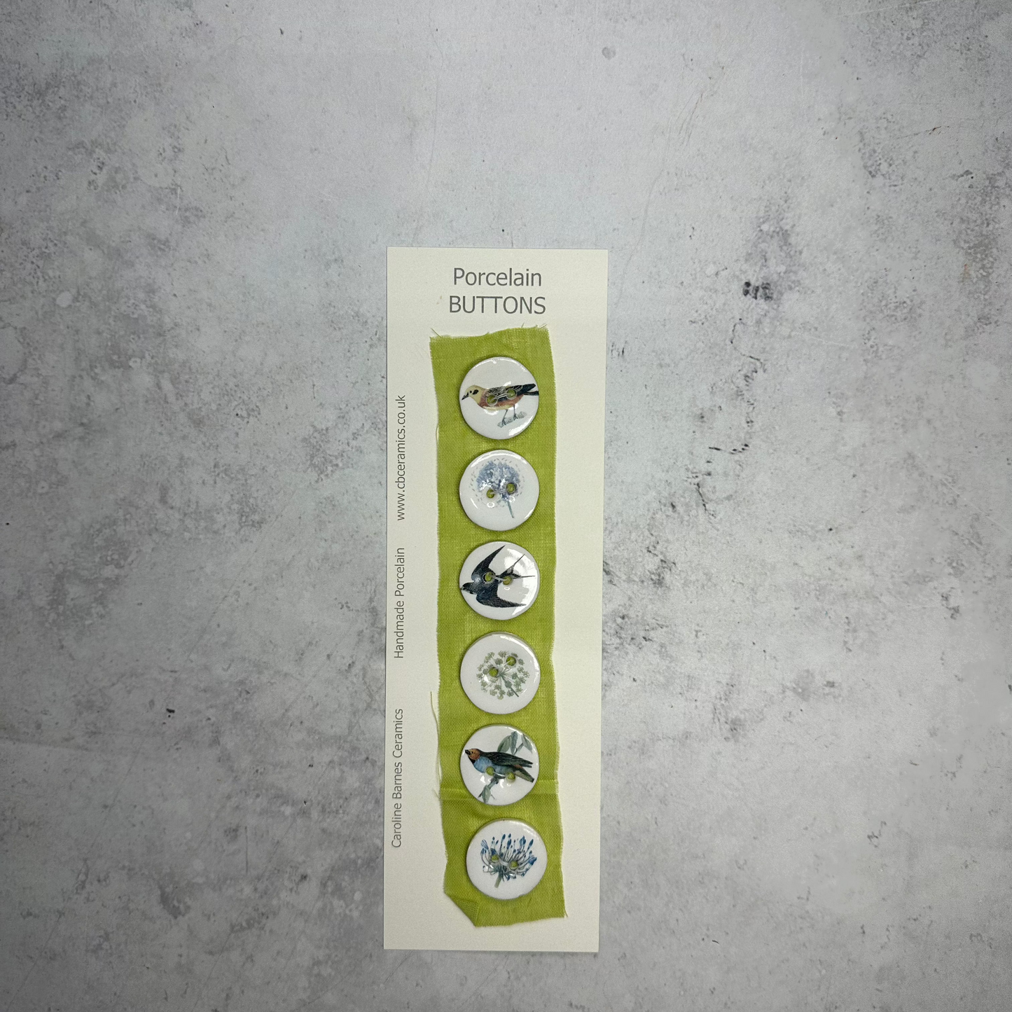 Birds/Seedheads Porcelain Buttons